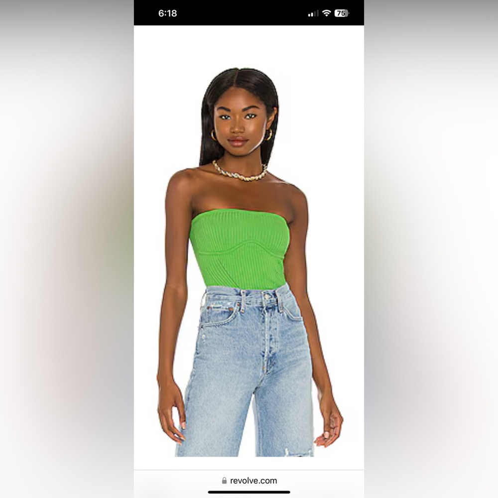 Camila Cohela tube top in lime green